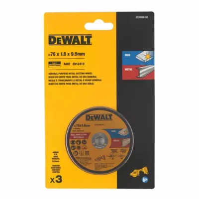 3 tarcze korundowe do cięcia, 76mm o grubości 1,6mm DeWALT metal, inox DT20592-QZ