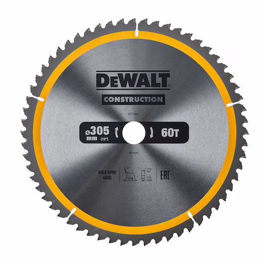 Tarcza do cięcia drewna 305 x 30 mm 60T DeWalt DT1960-QZ