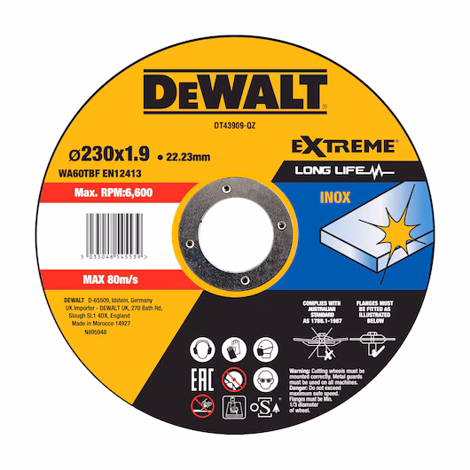 Tarcza do cięcia metalu / INOX 230 x 1,9 mm DeWalt DT43909-QZ