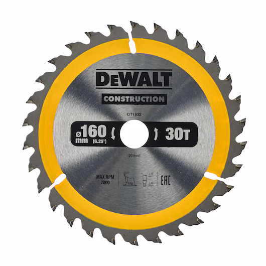 Tarcza pilarska do drewna 160 x 20 mm 30T DeWalt DT1932-QZ