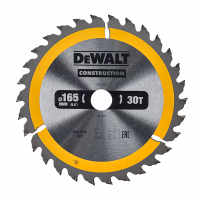 Tarcza pilarska do drewna 165 x 20 mm 30T DeWalt DT1935