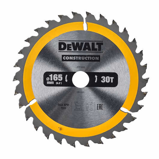 Tarcza pilarska do drewna 165 x 20 mm 30T DeWalt DT1935