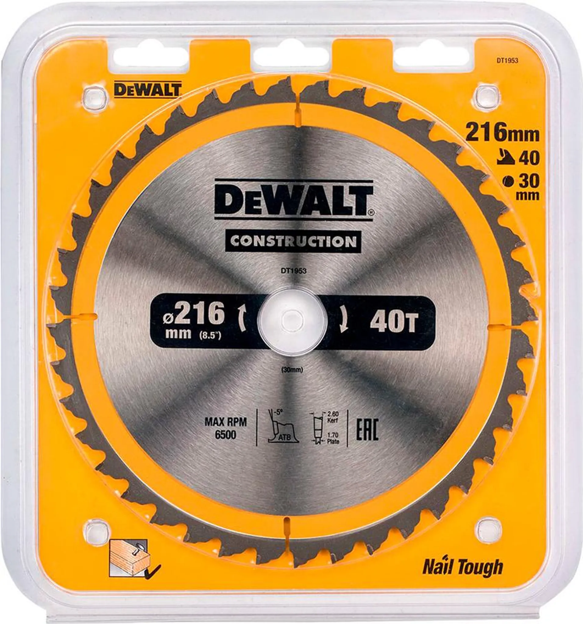 Tarcza do cięcia DeWALT 216X30X40Z DT1953-QZ - obrazek 2