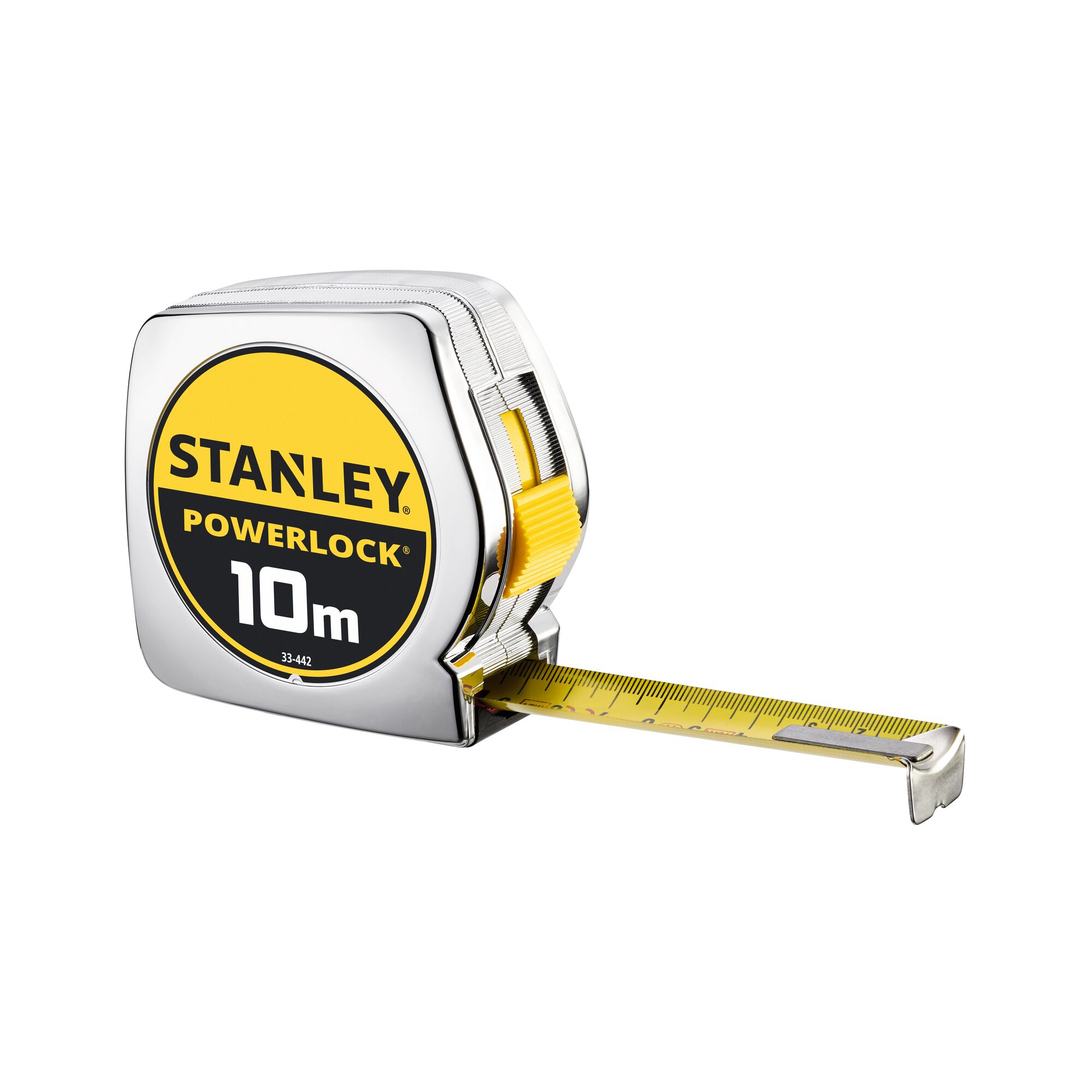 Miara zwijana Stanley PowerLock 10 m x 25 mm, obudowa chromowana 0-33-442