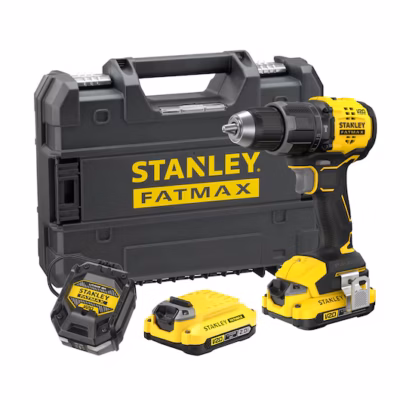 Wiertarko-wkrętarka udarowa bezszczotkowa Stanley FatMax V20, zestaw z 2 akumulatorami SFMCD716D2T-QW