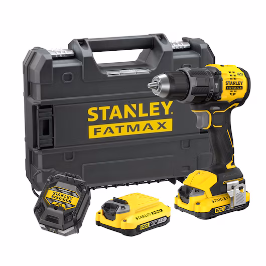 Wiertarko-wkrętarka udarowa bezszczotkowa Stanley FatMax V20, zestaw z 2 akumulatorami SFMCD716D2T-QW