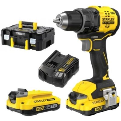 Wiertarko-wkrętarka bezszczotkowa Stanley FatMax V20, zestaw z 2 akumulatorami SFMCD714D2T-QW