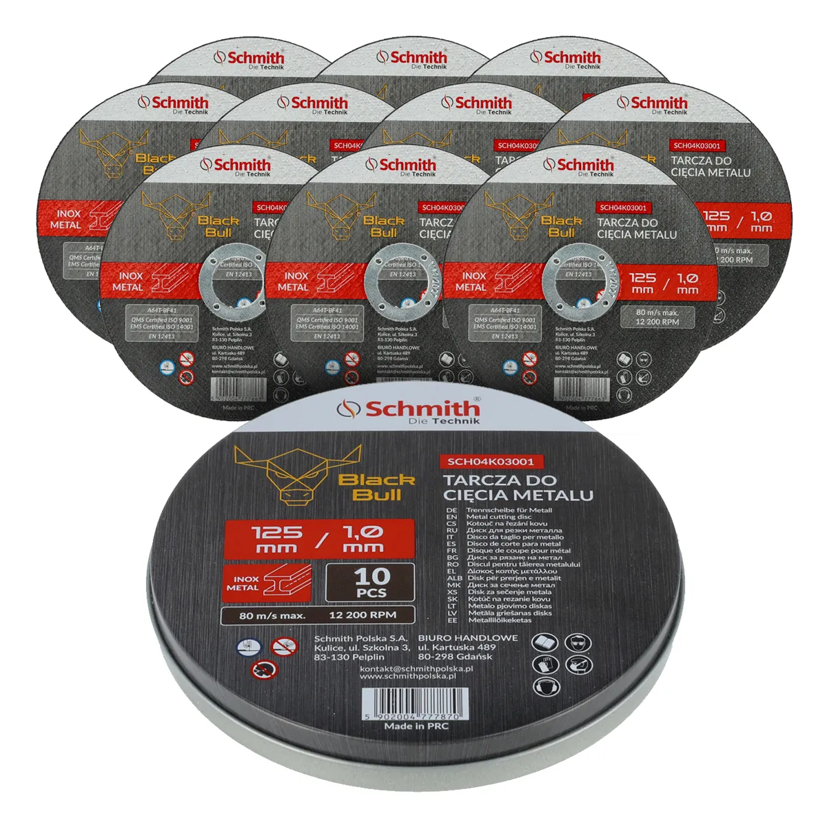 Tarcza do cięcia metalu 125x1mm Black Bull 10 szt. Schmith SCH04K03001