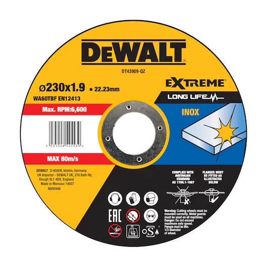 Tarcza do cięcia metalu / INOX 230 x 1,9 mm DeWalt DT43909-QZ
