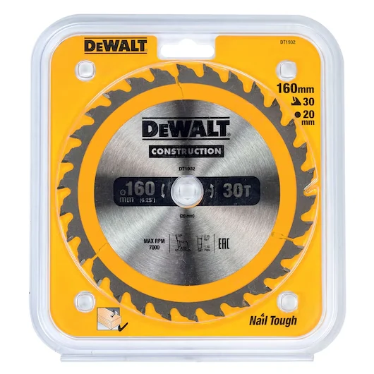 Tarcza pilarska do drewna 160 x 20 mm 30T DeWalt DT1932-QZ - obrazek 2
