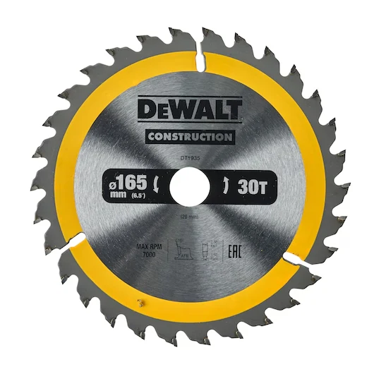 Tarcza pilarska do drewna 165 x 20 mm 30T DeWalt DT1935