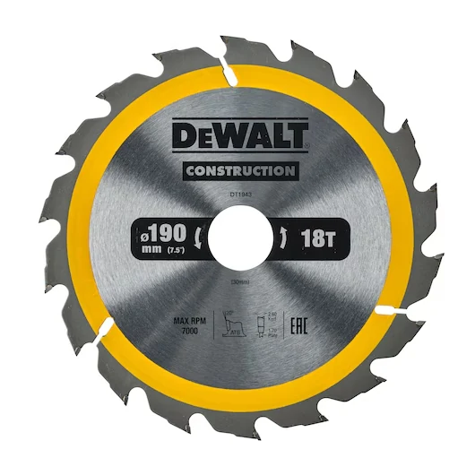 Tarcza pilarska do drewna 190 x 30 mm 18T DeWalt DT1943-QZ