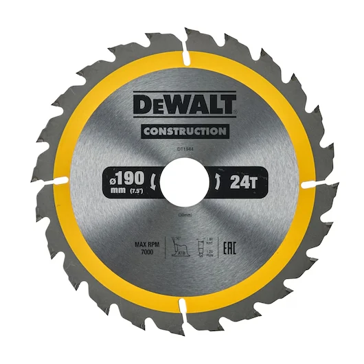 Tarcza pilarska do drewna 190 x 30 mm 24T DeWalt DT1944-QZ