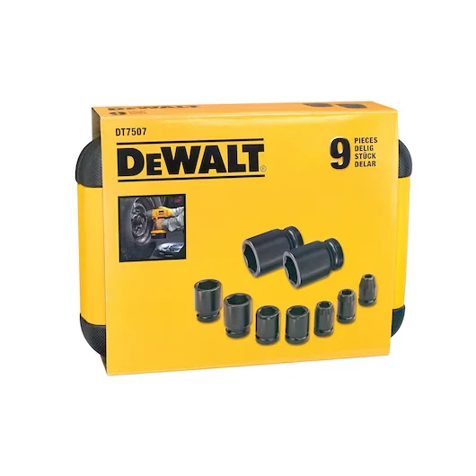 Zestaw nasadek udarowych 1/2 do zakrętarek 9 szt. DeWalt DT7507-QZ - obrazek 2